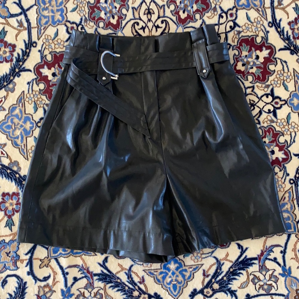 Zara Faux Leather Shorts with Belt NWT